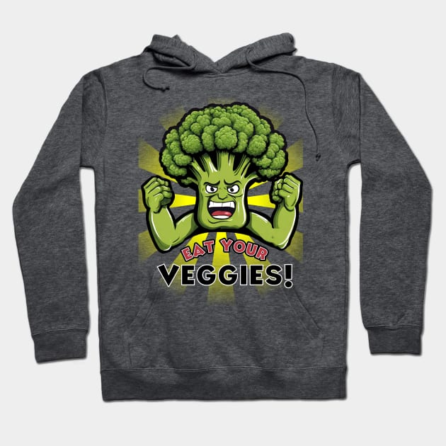 Eat Your Veggies Funny Broccoli Hoodie by DesignArchitect